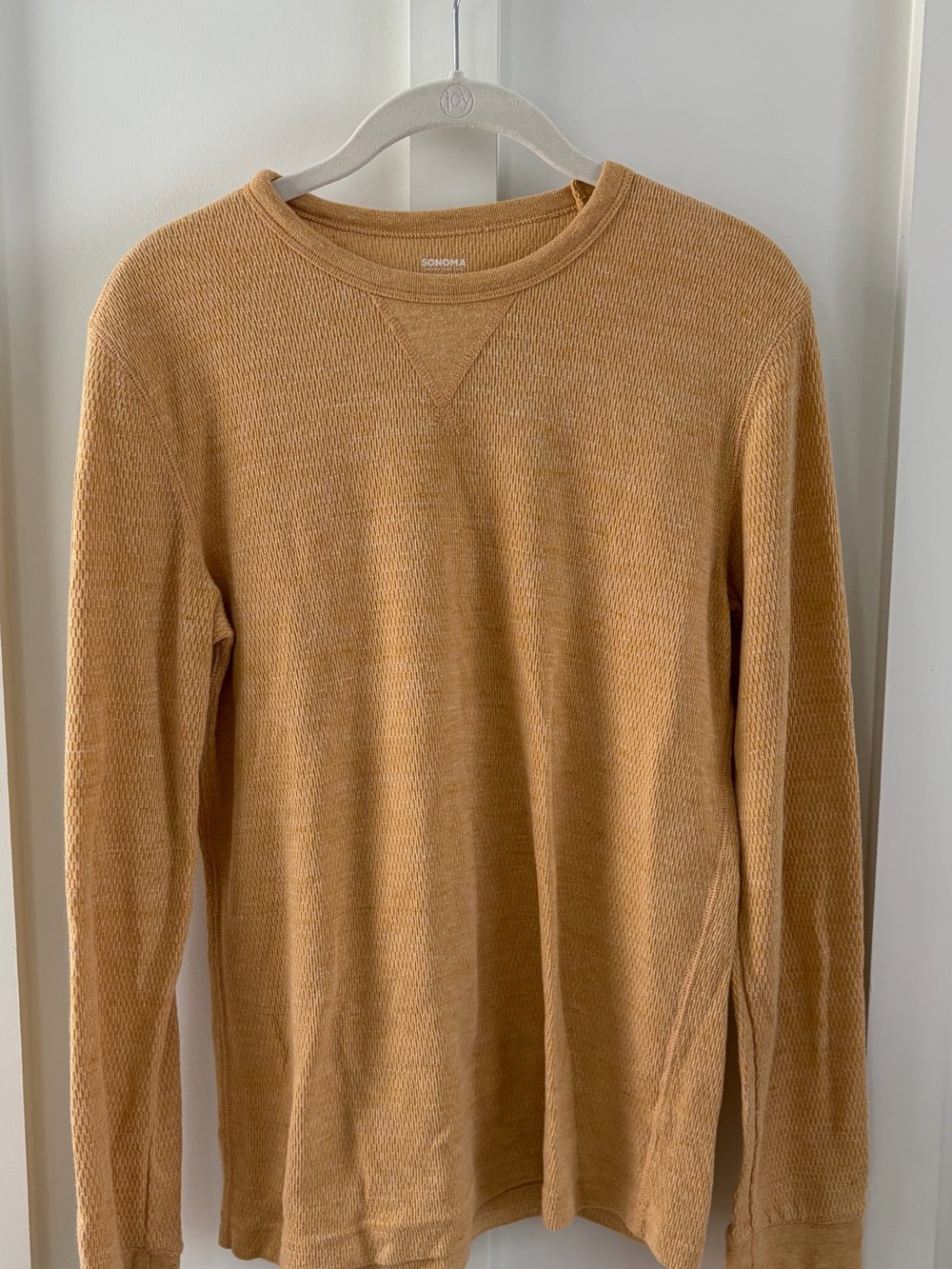 Sonoma Men’s Mustard Yellow Knit Sweater | Size Small | Crewneck Layer